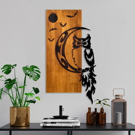Wallity Owl Accesorio Decorativo de Pared de Madera y Metal